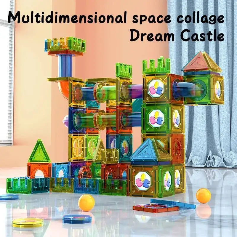 Magnetic Building Blocks Magnet Tiles Marble Run Race Track Blocks Model Construction Set Educational Magnet Toys for Children