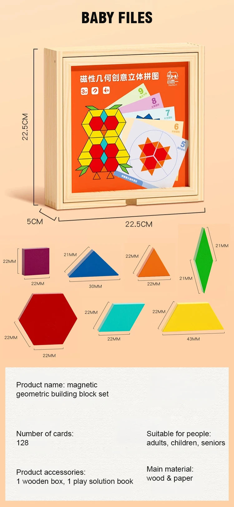 Magnetic Building Blocks Wooden Geometric Puzzle Exercise for Brain Intelligence Development Geometric Thinking Training for 2-8