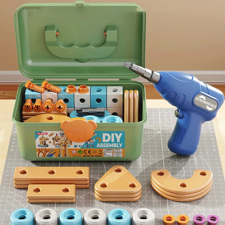 DIY Nut Hand Disassembly Assembly Puzzle Simulated Screwing Toolbox Early Educational Kids Toy Shape Insert Blocks Toys For Boys