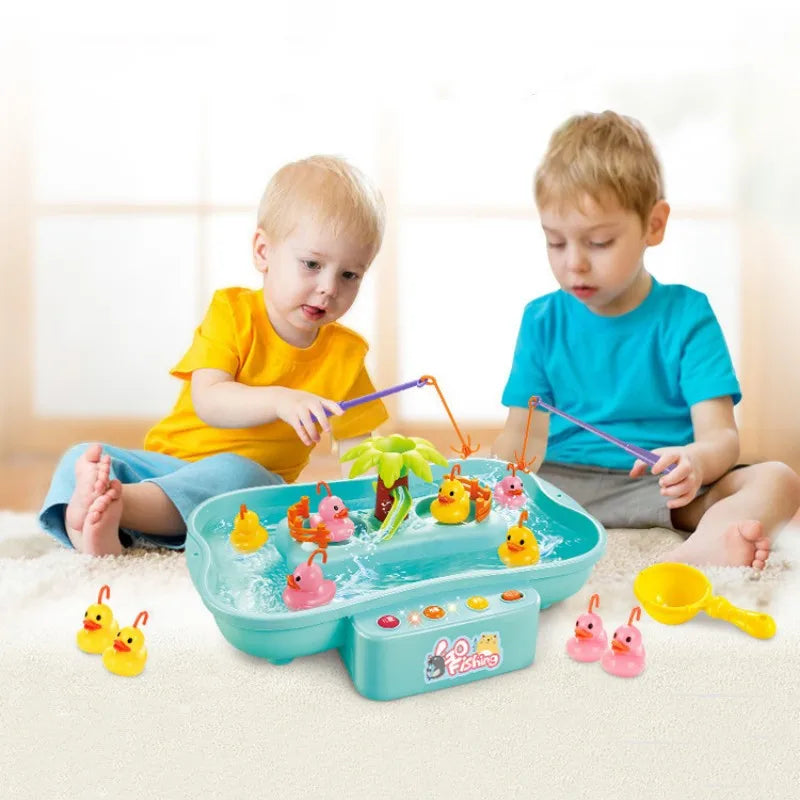 Electric Fishing Toys With Music Lights Water Play Game Music Electric Circulation Fishing Duck Games for Kids