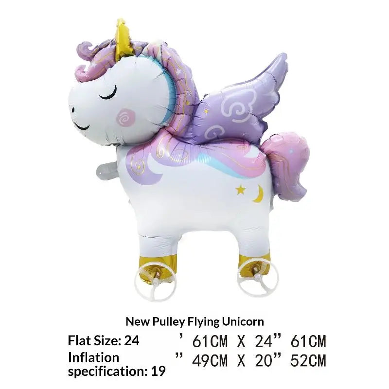 4D Cartoon Foil Balloons Elephant Stand Walking Balloon With Wheel For Kids Birthday Party Decoration Baby Shower