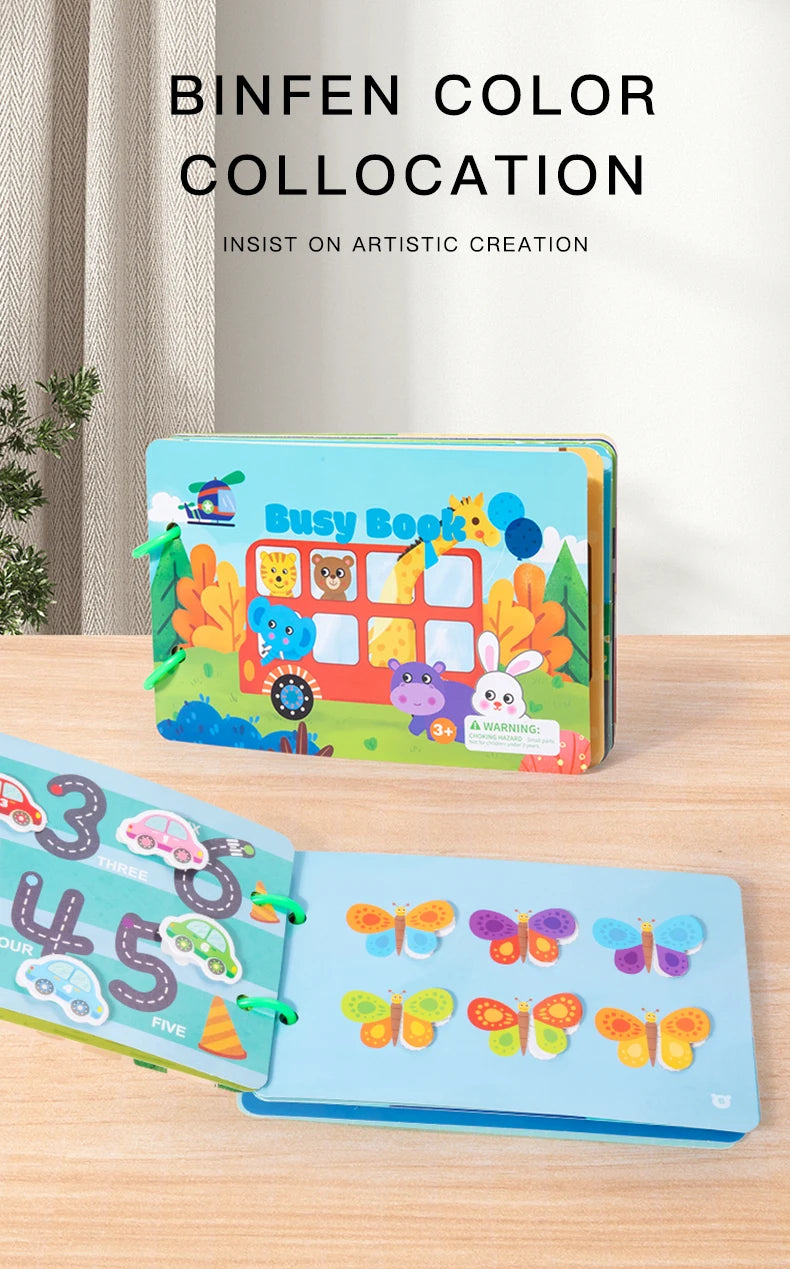 1pc Enlightenment Busy Book Paper Pasting Book Operation Board Baby Learning Children's Quiet Picture Books