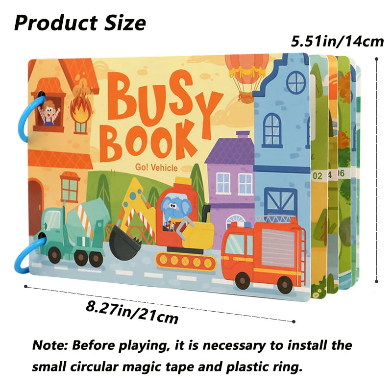 Busy Book for Kids, Animals Vehicles Dinosaurs Stickers, Matching Number & Letter Games, Interactive Learning Activity Book