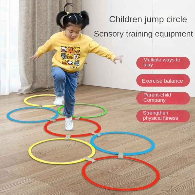 New Outdoor Kids Funny Physical Training Sport Toys Lattice Jump Ring Set Game 10 Hoops 10 Connectors for Park Play Boys Girls