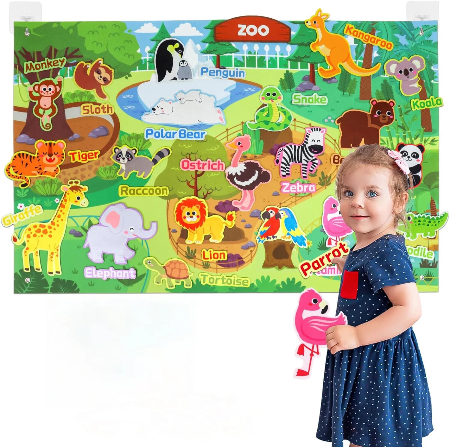 Zoom Animal Felt Story Board Montessori Early Learning Toy Themed Storytelling Flannel Toys Interactive Game Wall Hanging Gifts
