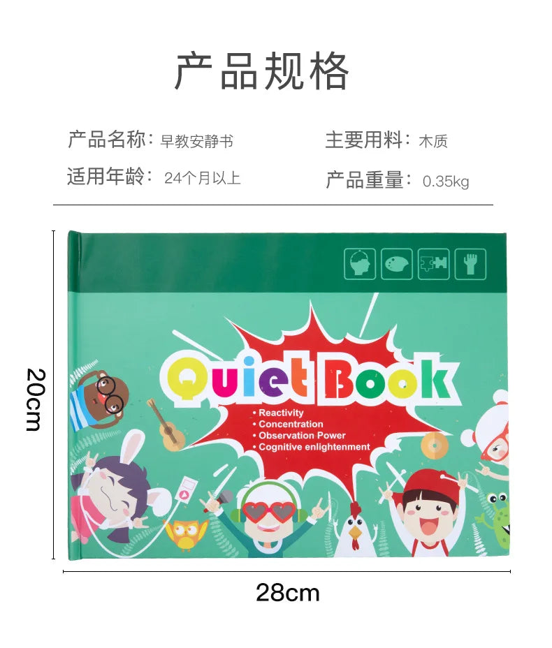 Montessori Busy Book for Kids Toddlers Educational Toys Baby Diy Paste Quiet Book Children Animals Numbers Matching Puzzles Toys