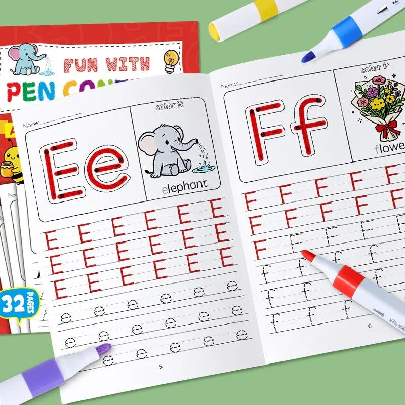 Children's Alphabet Practice Books A-Z Writing Practice Books, Learning Writing, Drawing Pages ActivitiesIllustration Book