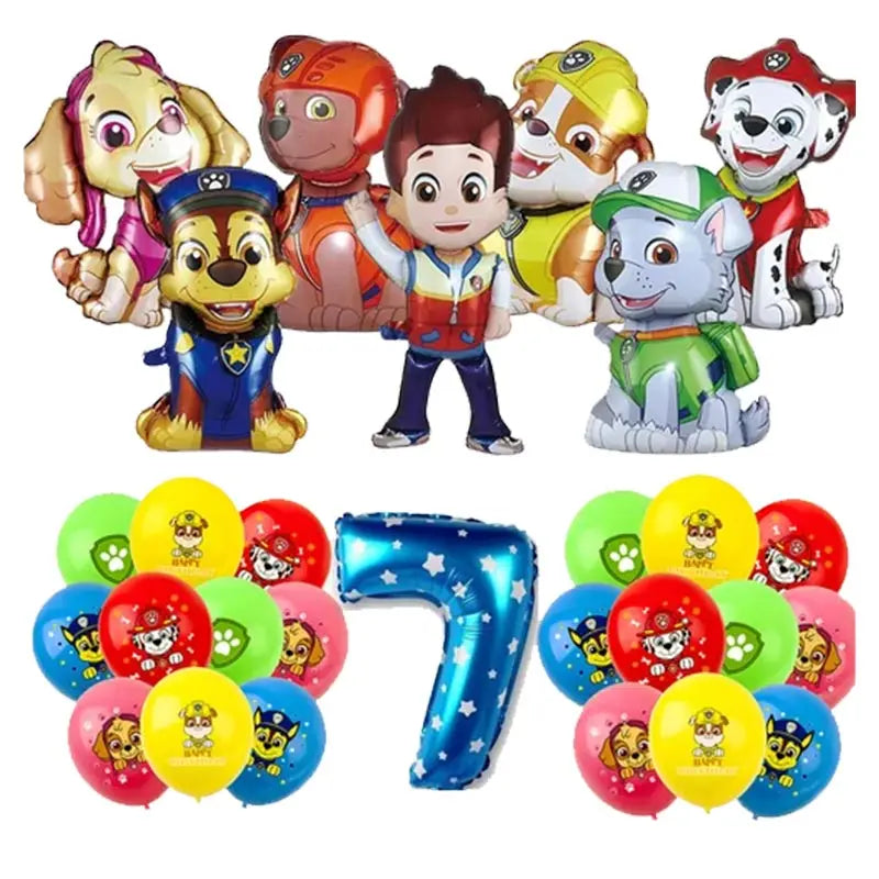 Paw Patrol Birthday Decorations Paw Patrol Tableware Plates Cups Balloons Banner Backdrop Cake Toppers Gift Bags Party Supplies