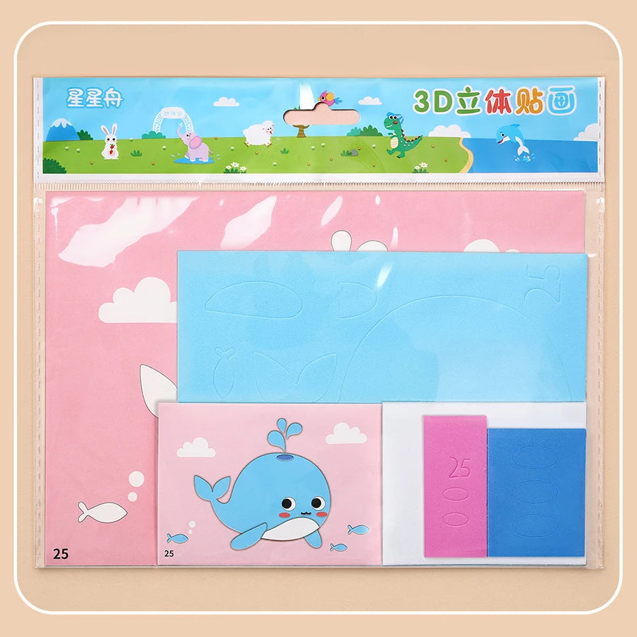 6pcs/set 3D EVA Foam Sticker DIY Cartoon Princess Animal Puzzle for Children Kids Multi-patterns Styles Toys for Children Gift