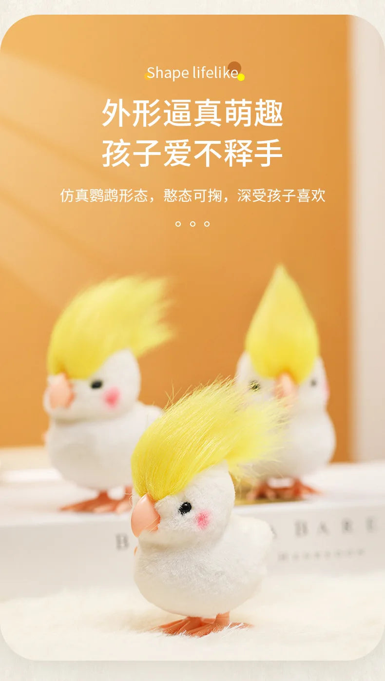 New Cute Jumping Parrot Chick Clockwork Toy Walking Simulation Plush Wind Up Vintage Toys for Kids 2 To 4 Years Old Toys Gift