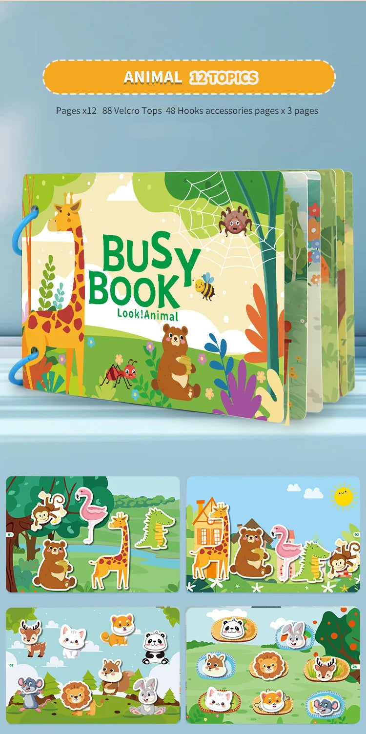 Montessori Baby Busy book My First Quiet Book Paste Early Learning Education Toy Children Toy Matching Montessori Toys for Baby