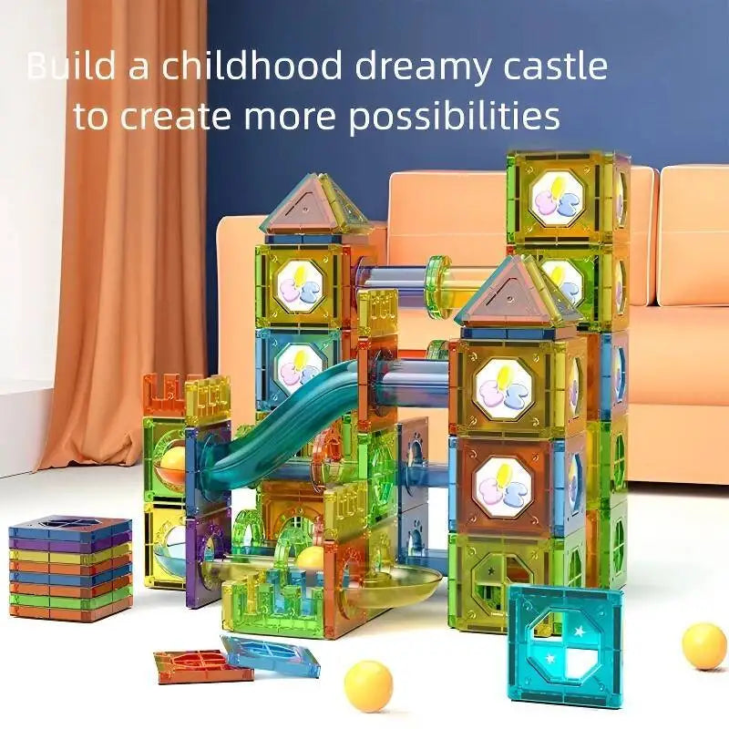 Magnetic Building Blocks Magnet Tiles Marble Run Race Track Blocks Model Construction Set Educational Magnet Toys for Children
