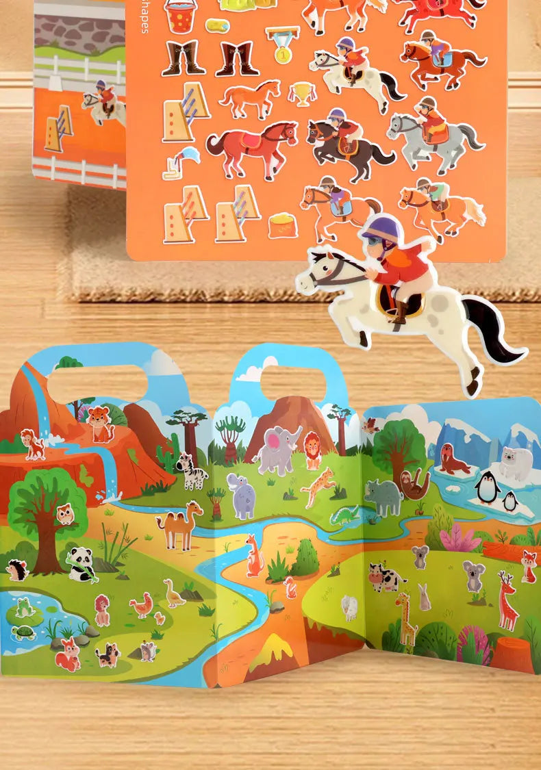 Kids' Reusable DIY Sticker Books Multi-Theme Bubble Sticker Jelly Stickers Portable Montessori Sticker Toy Gifts for Children