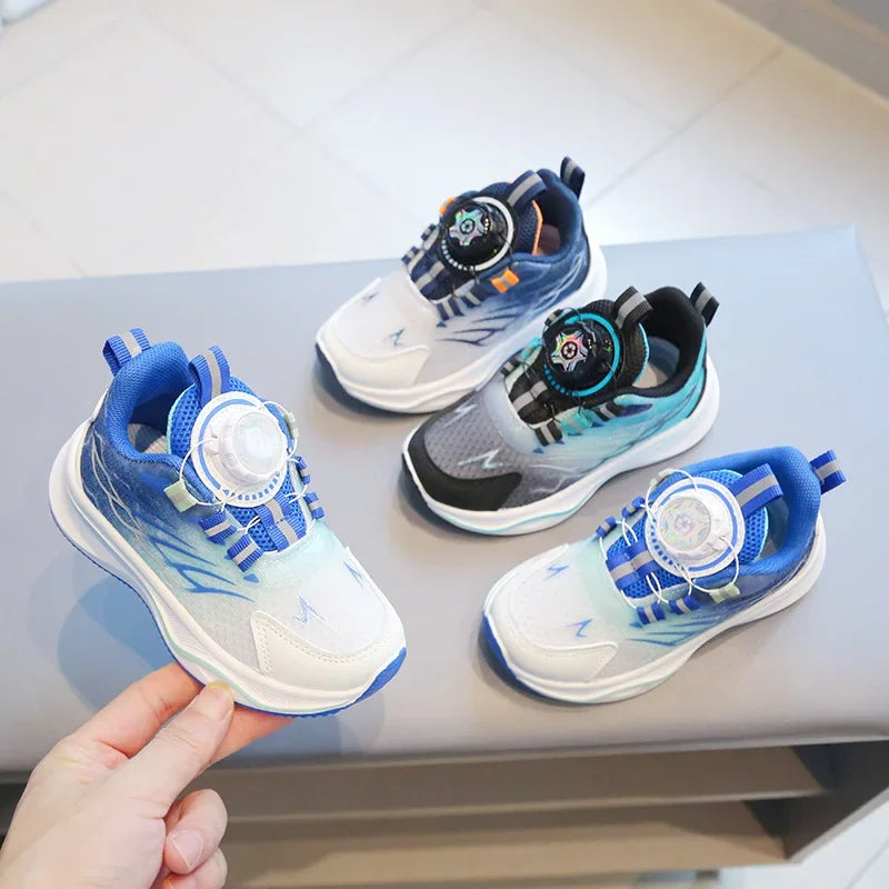 Tenis Child Shoe Casual Sneaker for Boy Kid Shoe for Girl Rotating Buttons Running Shoe for Girl Soft Sole Mesh Braeathable Shoe