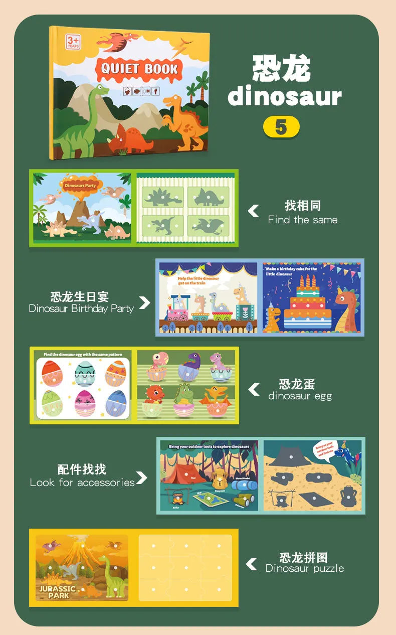 Montessori Busy Book for Kids Toddlers Educational Toys Baby Diy Paste Quiet Book Children Animals Numbers Matching Puzzles Toys