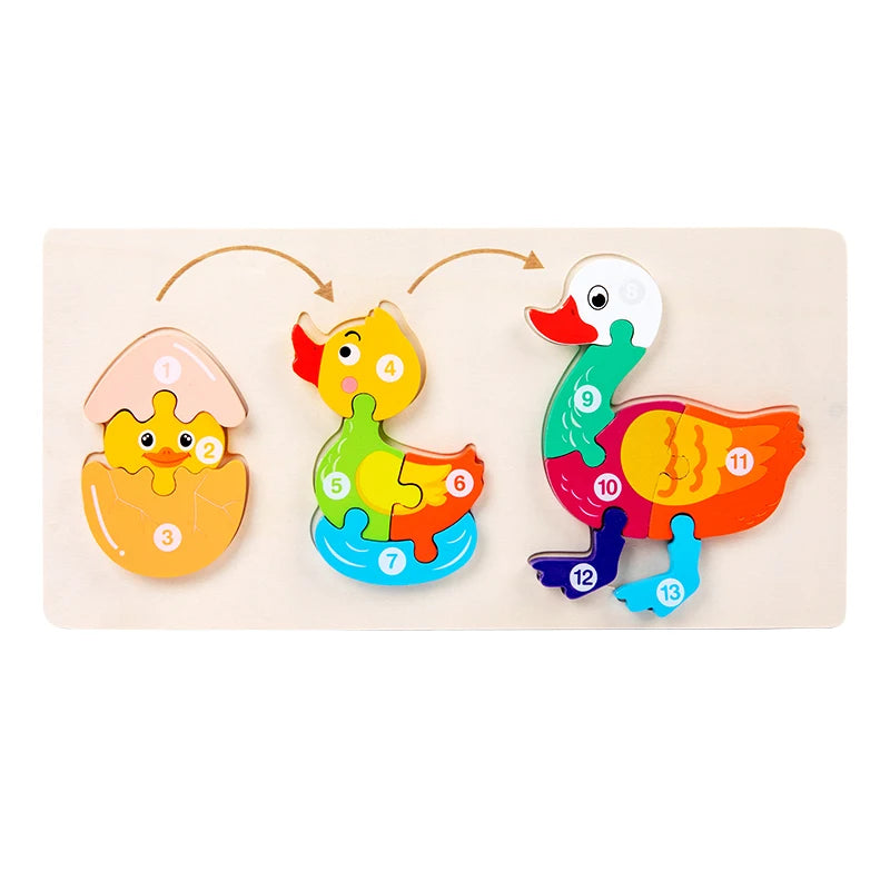 Baby Toy Wooden 3D Puzzle Toys Life cycle puzzle Cartoon Jigsaw For Children Baby Early Education Intelligence for Kids