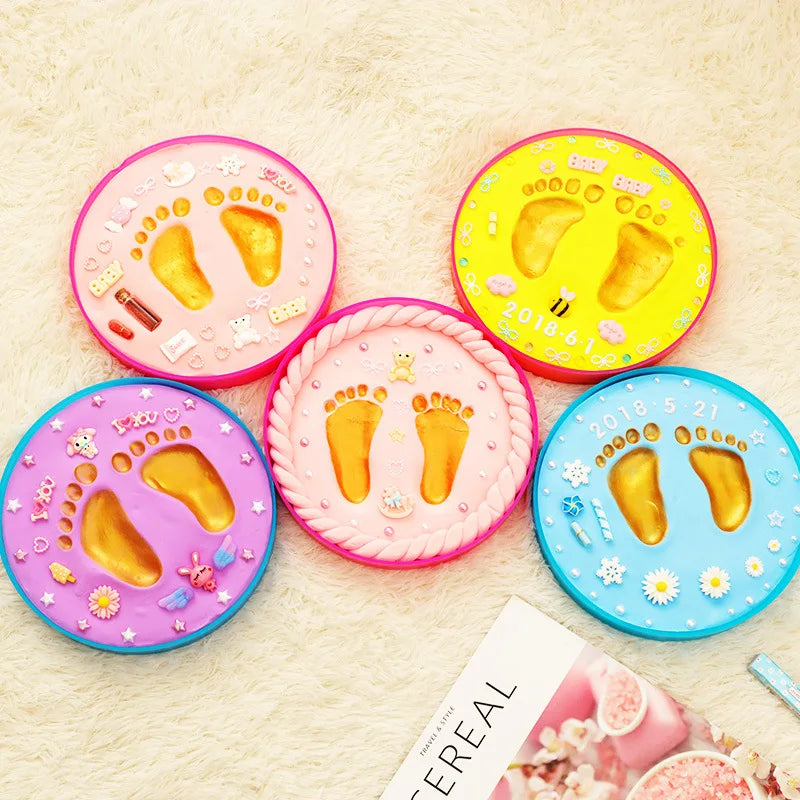 Baby Children's Hand and Foot Printing Mud Creative Diy Baby 100 Day Full Moon Gift First Year Souvenir
