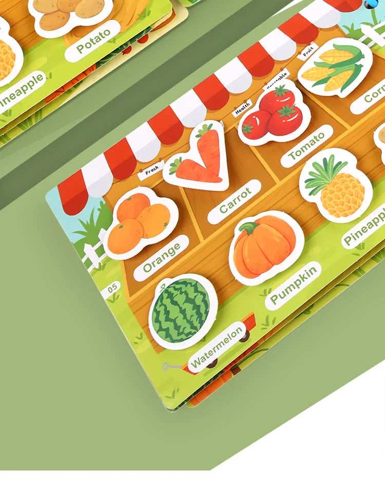 Busy Book for Kids, Animals Vehicles Dinosaurs Stickers, Matching Number & Letter Games, Interactive Learning Activity Book