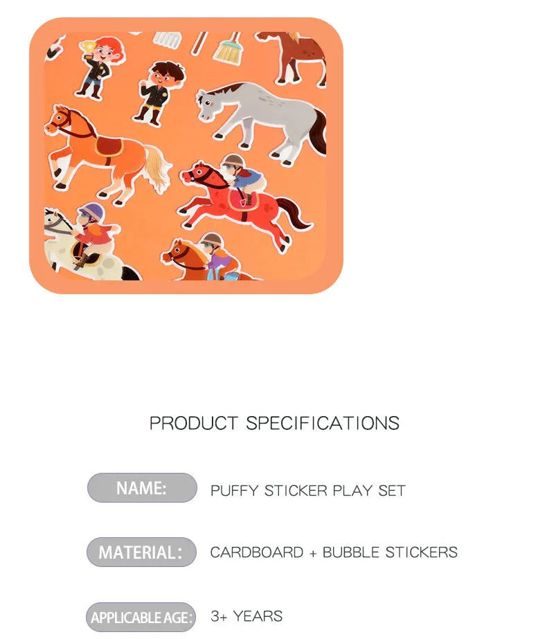 Kids' Reusable DIY Sticker Books Multi-Theme Bubble Sticker Jelly Stickers Portable Montessori Sticker Toy Gifts for Children