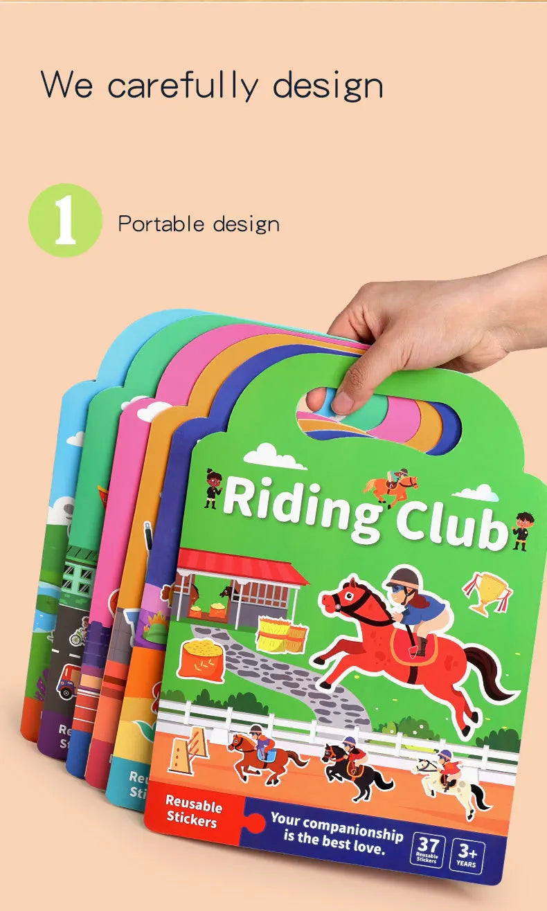 Kids' Reusable DIY Sticker Books Multi-Theme Bubble Sticker Jelly Stickers Portable Montessori Sticker Toy Gifts for Children