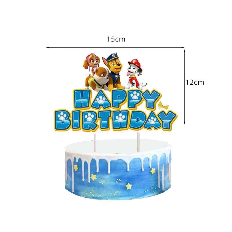 Paw Patrol Birthday Decorations Paw Patrol Tableware Plates Cups Balloons Banner Backdrop Cake Toppers Gift Bags Party Supplies