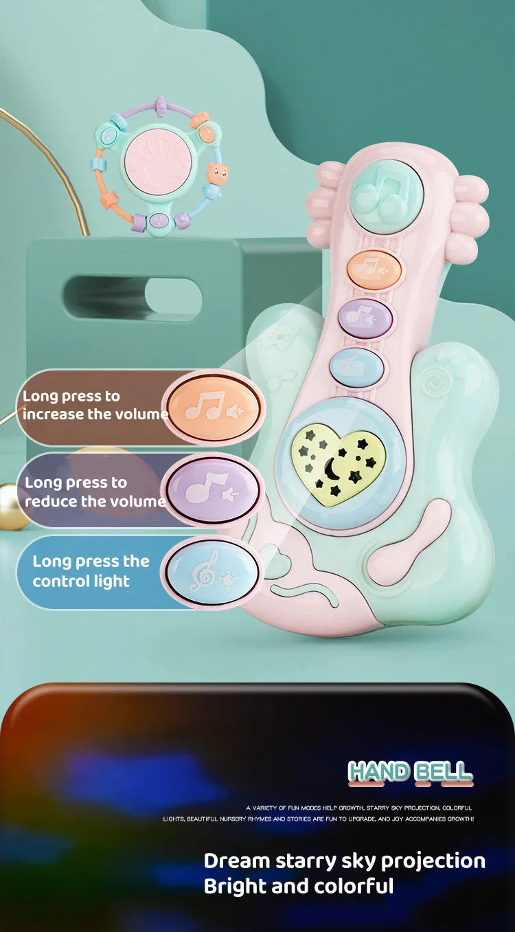 Kids Electronic Music Guitar Toy Multifunction Early Learning Instrument for Children Educational Musical Playset for Ages 3-6