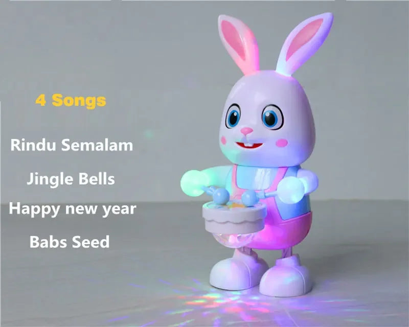 Robot Rabbit Dancing Sing Song Electronic Music Animal Beat Drum With LED Cute Desktop Model Toy Children Birthday Gift