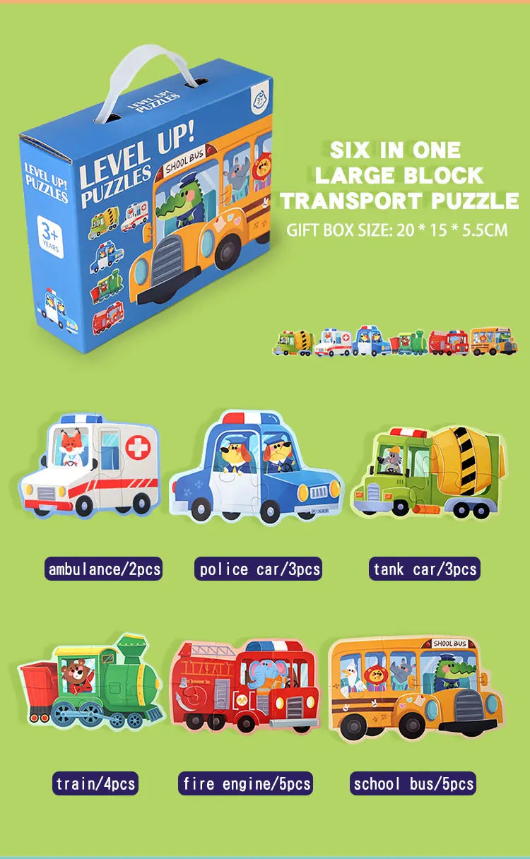 Wooden Jigsaw Puzzle Kids Toy Cartoon Animal Jigsaw Puzzles Game Early Educational Toys Gift Set for Children