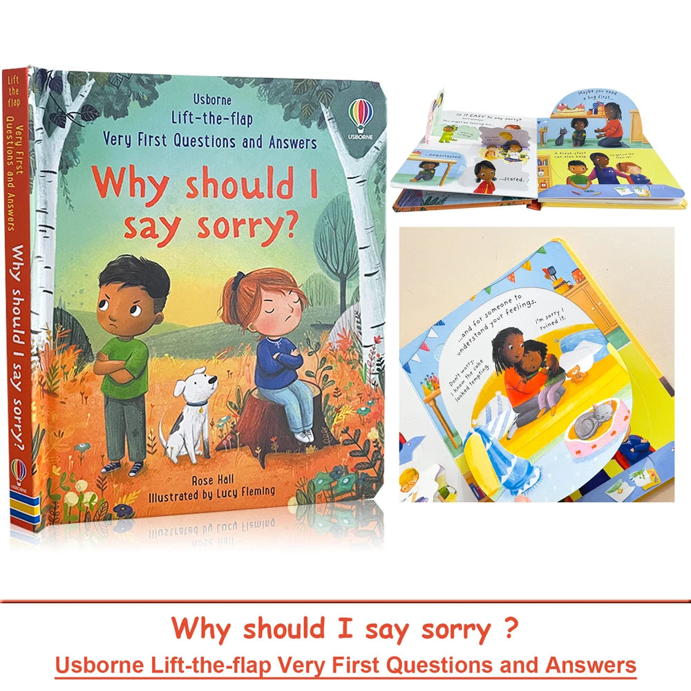Usborne Lift The Flap Very First Questions & Answers Why Should I Say Sorry ? 3D Flap Picture Books for Kids Baby English Books