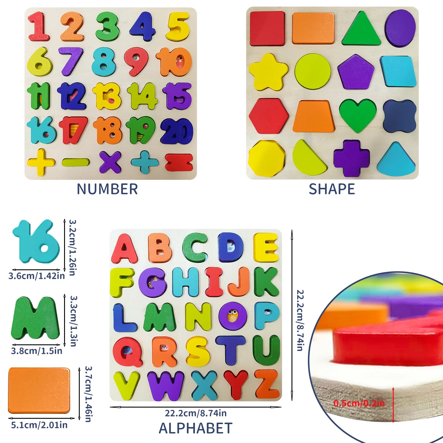 Wooden Puzzle Montessori Baby Toys Kids Alphabet Number Matching Game Preschool Children Early Educational Children Game Toy