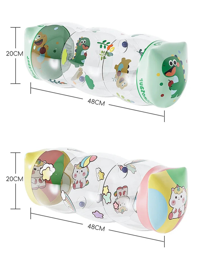 Baby Crawling Roller Montessori Activity Toy with Ball Rattle Games for Babies Development 0 6 12 Months Inflatable Crawling Toy
