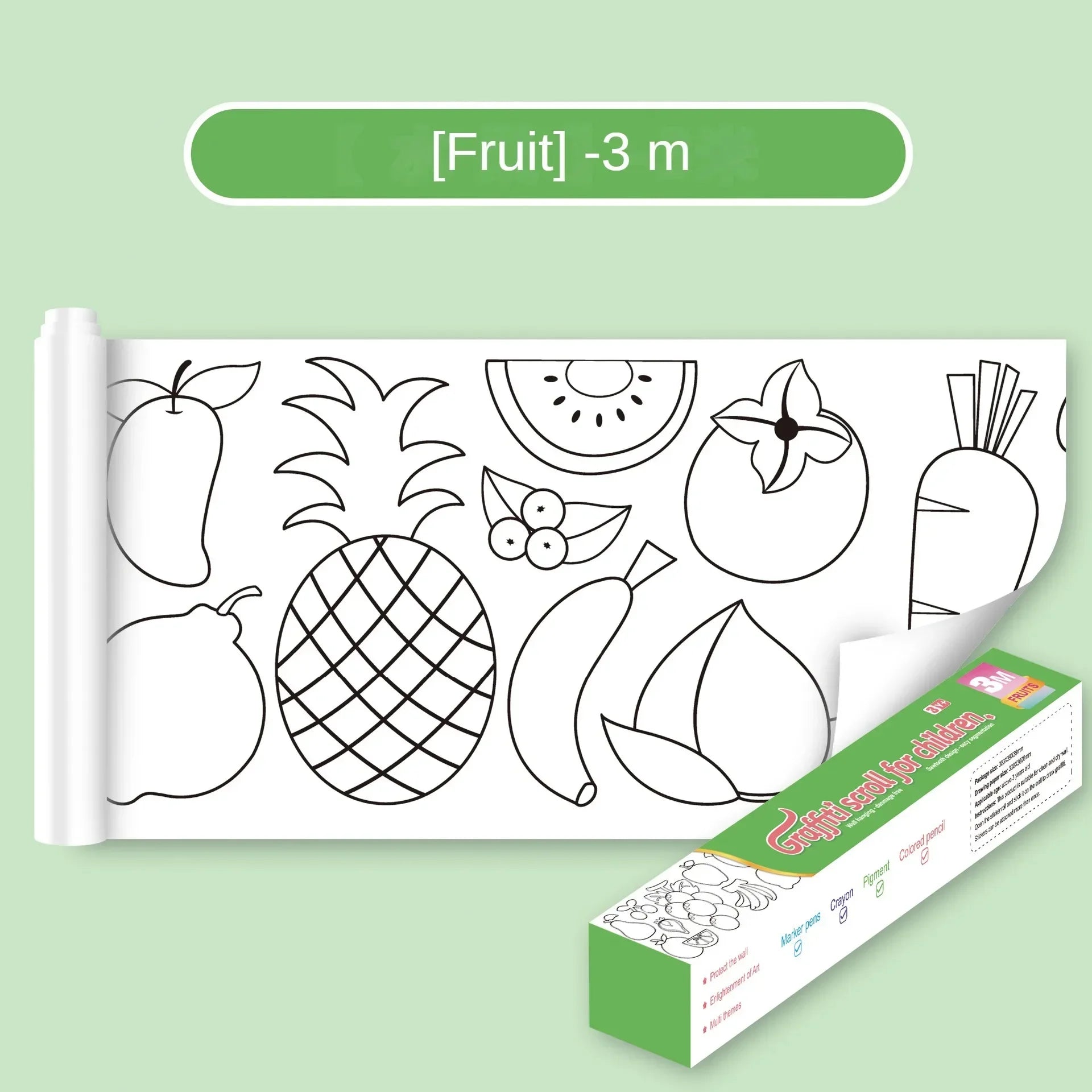 Kids Coloring Paper Roll Sticky DIY Drawing Graffiti Art Color Filling Educational Toys for Children Wall Floor Painting Gifts