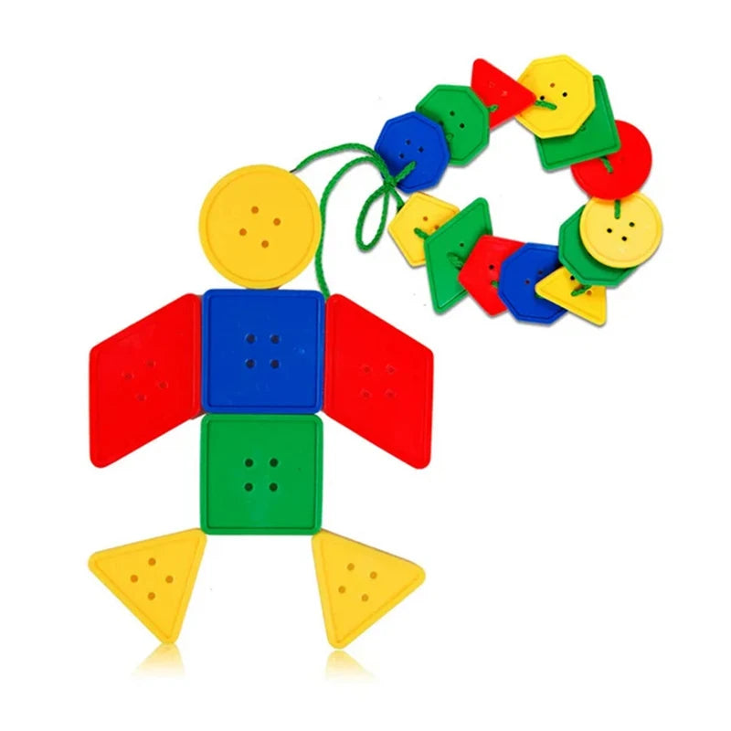 Montessori Toys Educational Toy For Children Early Learning Geometric Blocks Threading Buttons Teaching Aids Brain-training TMZ
