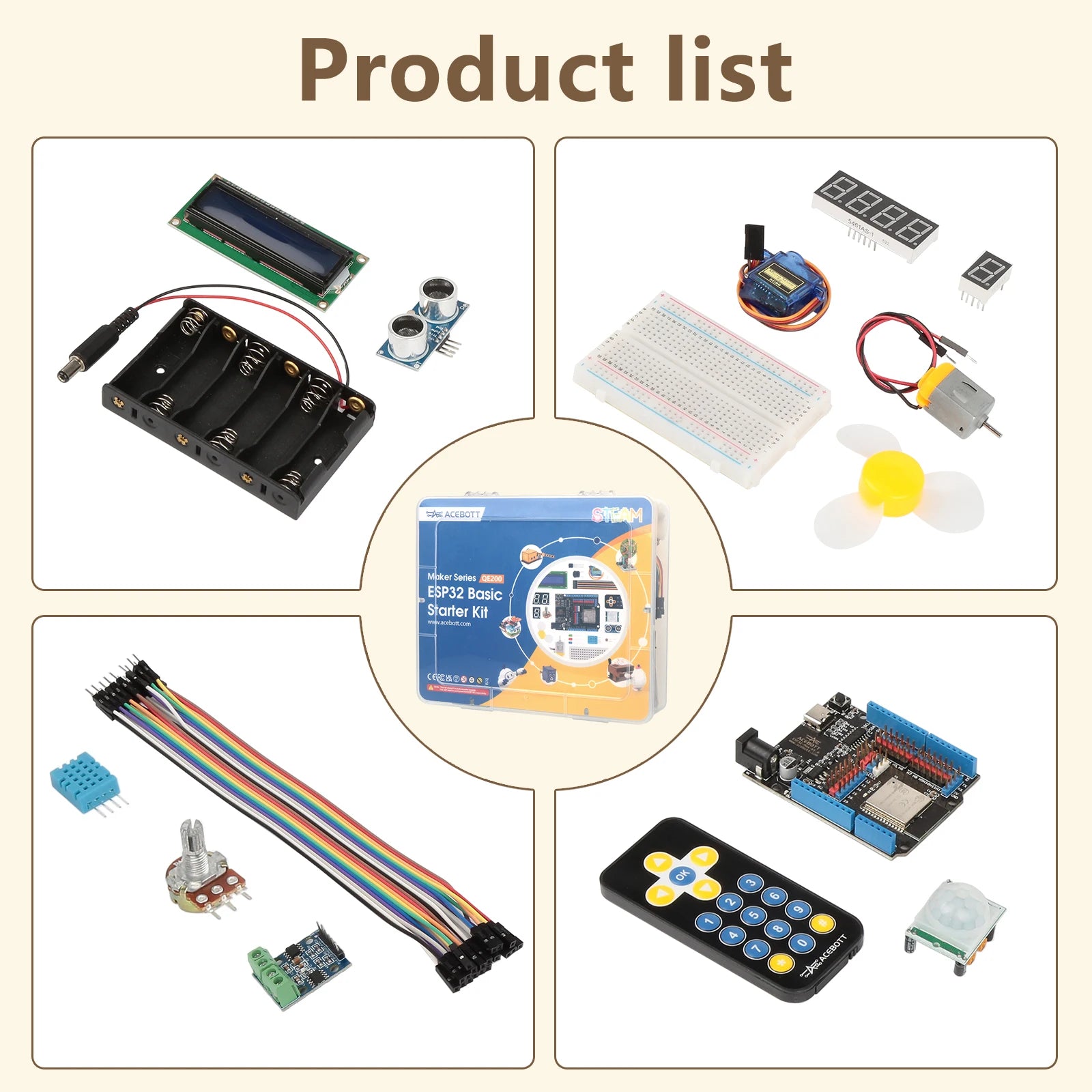 ACEBOTT ESP32 IoT Electronic Engineering Learning Kit with over 20 Sensors Programming Kit for Arduino