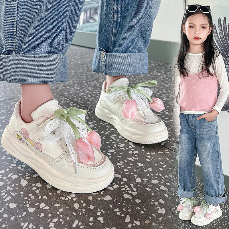 2025 Fashionable Comfortable Spring Autumn Children's Floral Casual Sneakers for Girls Children's Sports Shoe