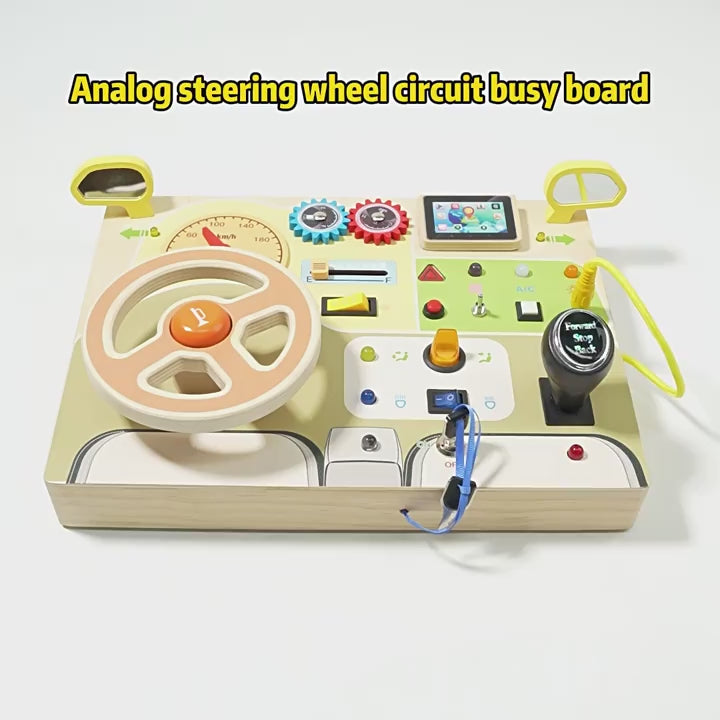 Cross border popular children s early education wooden LED light socket switch busy board toy hands on wooden toy