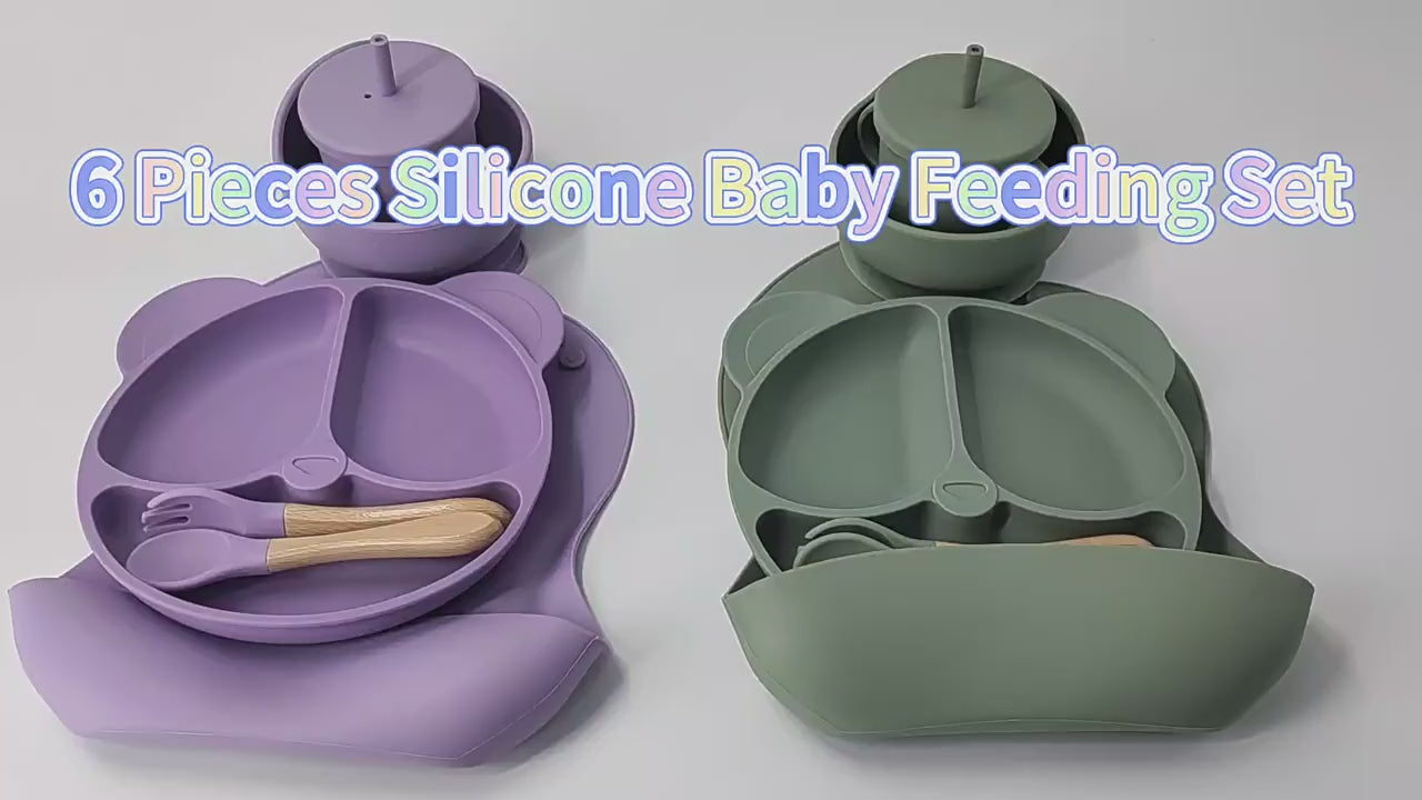 6-Piece Set of Silicone Baby Tableware, Baby Food Bowls, Baby Supplies, Kidsren's Supplies, Mother and Baby Supplies, Supply Plates