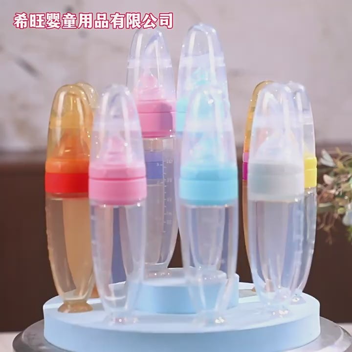 Baby Rice Bottle 150ML Silicone Soft Spoon Squeeze Fruit Juice Bottle Supplementation Spoon Suction Cup Silicone Rice Noodle Milk Bottle