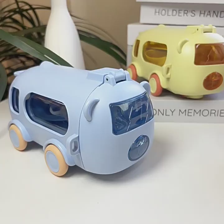 Children's high-value cartoon baby bus car water cup cartoon bounce straw plastic cup kindergarten water cup