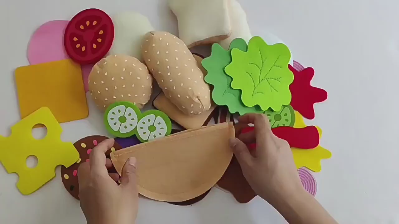 Cross-border Amazon DIY felt cloth hamburger toys suit sandwich hot dog wholesale play house toys wholesale