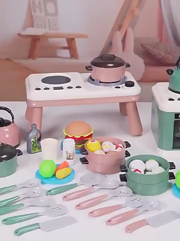 Children s pretend kitchen toy set with spray function simulates cooking large and mini kitchen utensils a baby gift