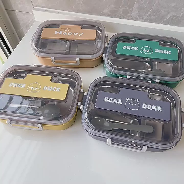 Stainless steel compartment student lunch box lunch box office workers insulation adult men and women double layer simple lunch box wholesale