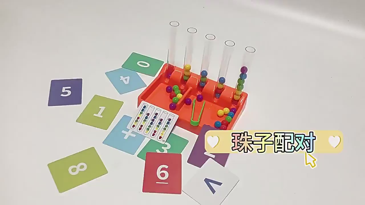 Fun Montessori Educational Toys Kids  Rainbow Balls Sorting Tweezers Color Matching Card Math Toddler Learning Children's Gifts