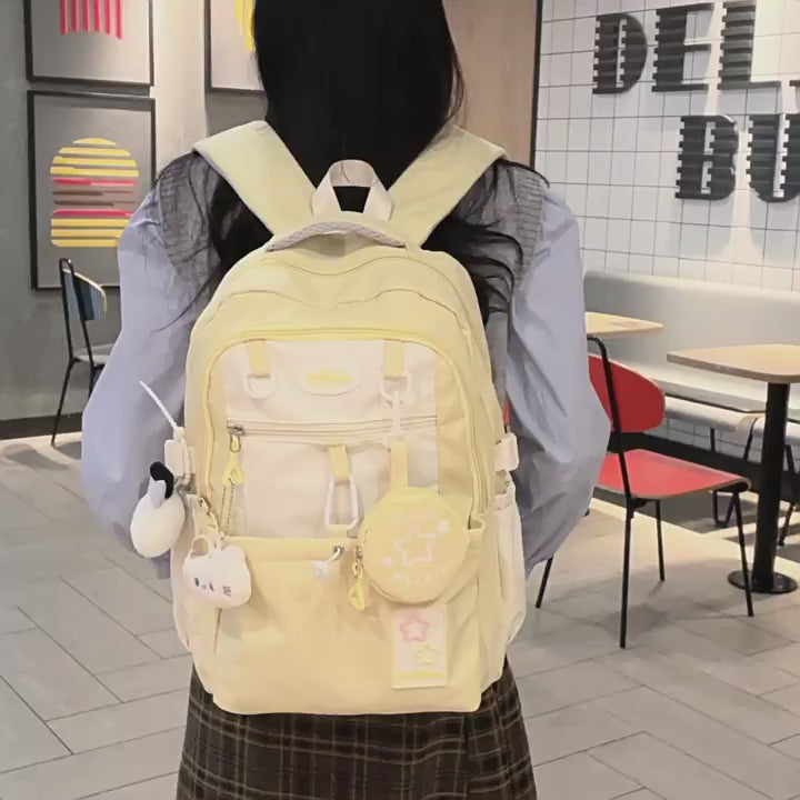 Small Fresh Style Student Schoolbag Korean Style High Beauty Value Contrast Color Junior High School Student Senior high school Backpack Lightweight Middle School Student Backpack for Women