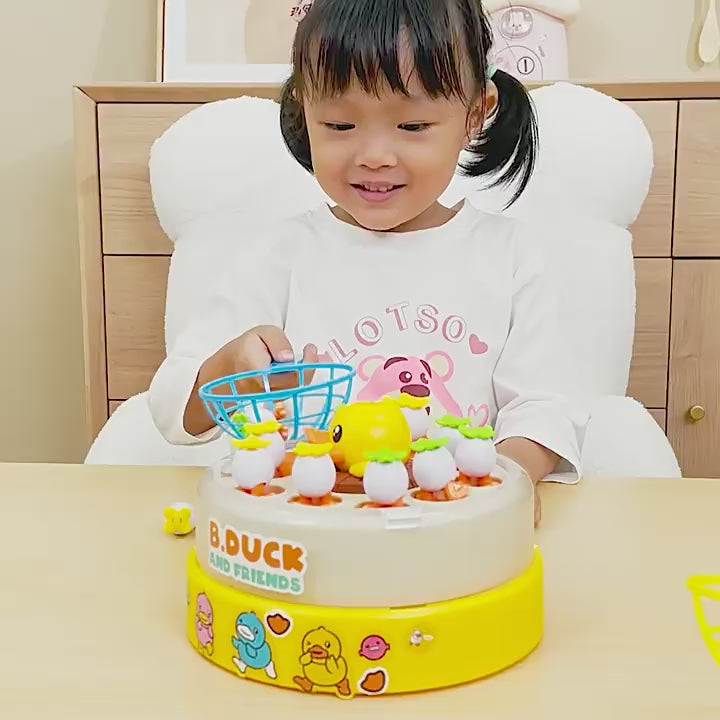 B.duck yellow duck electric net fishing parent-child interactive double puzzle magnetic fishing early education desktop game toy