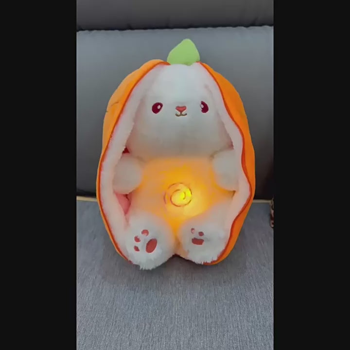 New Cross-Border Glowing Breathing Plush Toy to Accompany and Soothe Sleep, Strawberry Rabbit Doll Wholesale