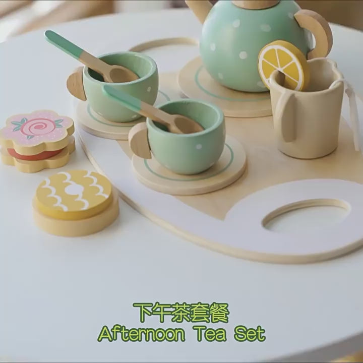 Children's Early Education Simulation Afternoon Tea Play House Teapot Cup Tea Set suit Wooden Cognitive Small Toy Simulation