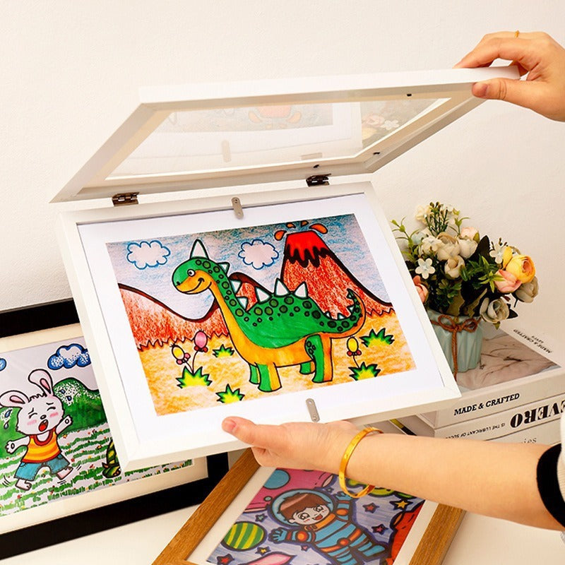 Flip Photo Frame Simple Decoration Kids Art Frames Home Oil Painting Decorative Painting Hollow Frame Kidsren's Art Photo Frame