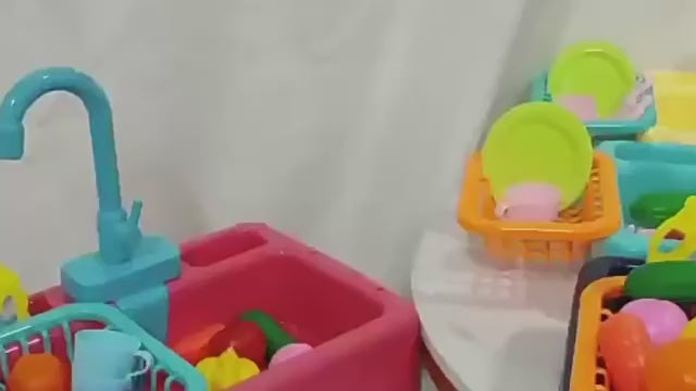 Electric Dishwasher Children's Kitchen Splashing Spray Dishwashing Table Simulation Circulating Water Play House Toy