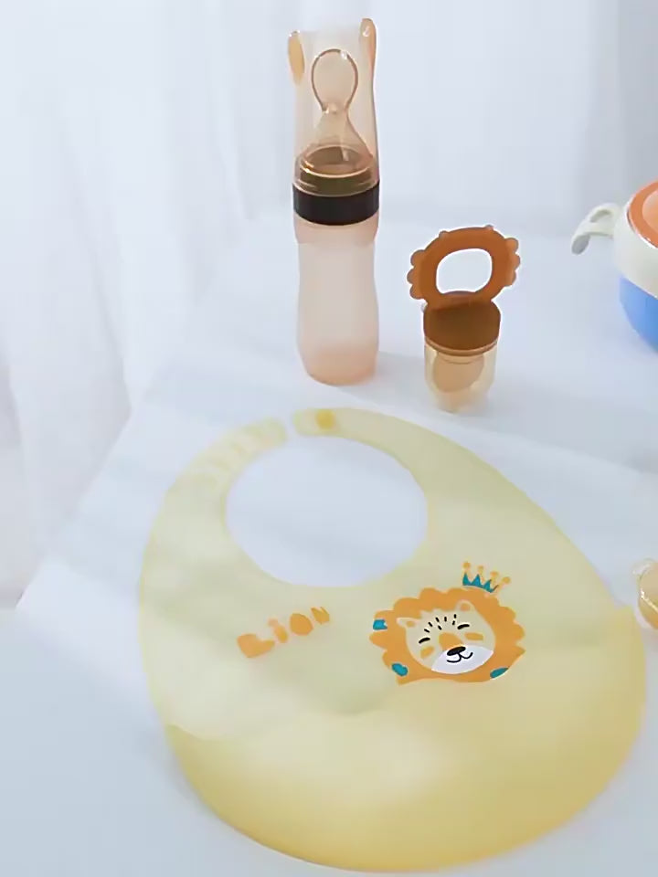Children's Silicone Tableware suit Baby's Supplementary Food Baby's Bowl and Spoon suit Bite Bite Bite for Newborn Children Feed Water and Eat Rice Paste